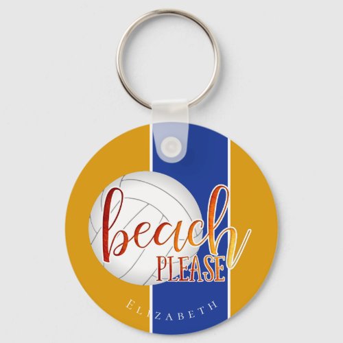 girls beach please volleyball keychain w name
