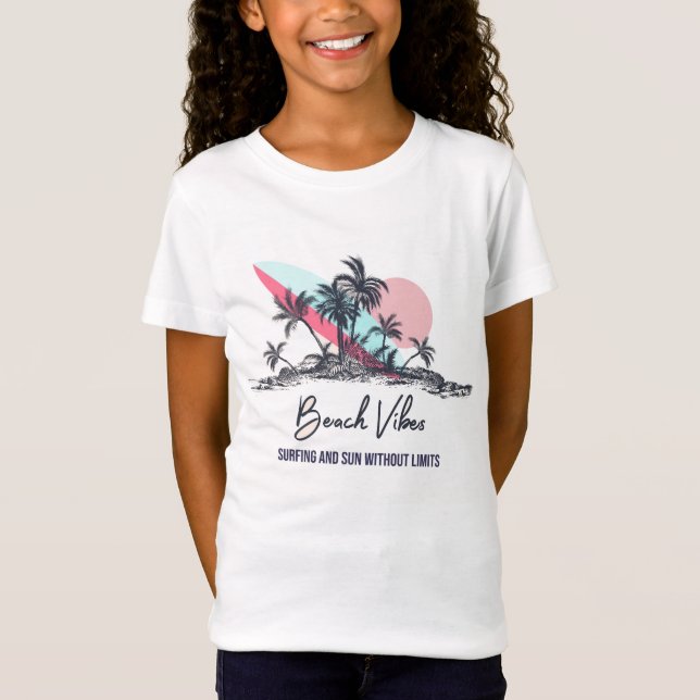 Girls Beach Vibe Fun  T-Shirt (Front)