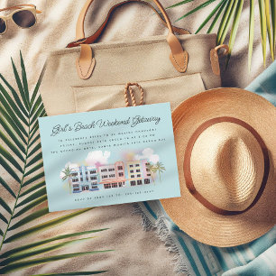Girl's Beach Weekend Getaway Birthday Bachelorette Invitation