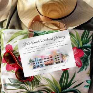 Girl's Beach Weekend Getaway Birthday Bachelorette Invitation