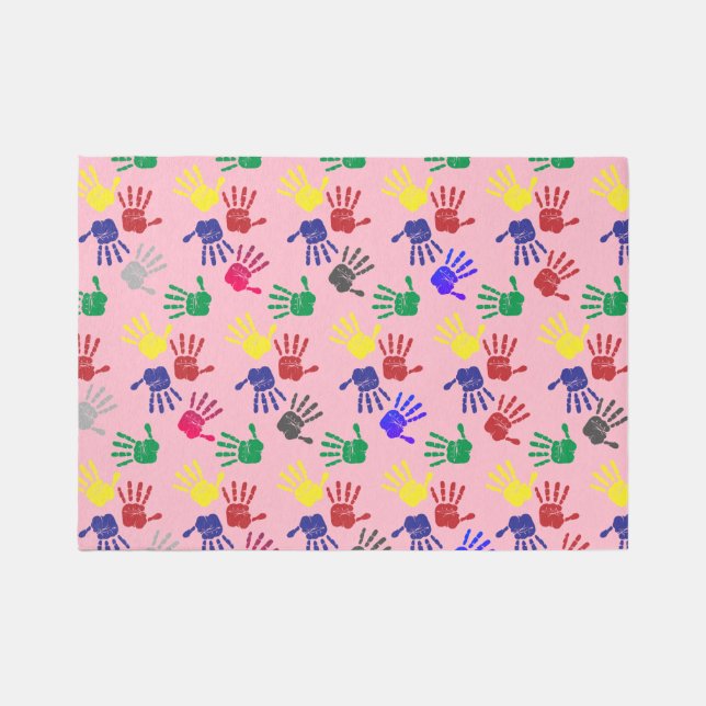 Girls Bedroom Colorful Painted Hand Art Rug (Front)