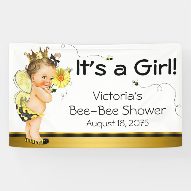 Girls Bee Baby Shower Banner (Horizontal)