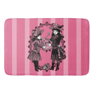 Girls Behead Doll Pink Stripe Bath Mat