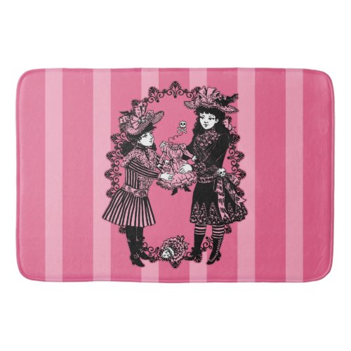 Girls Behead Doll Pink Stripe Bath Mat