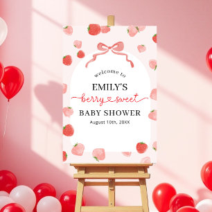 Girl's Berry Sweet Strawberry Baby Shower Welcome  Foam Board