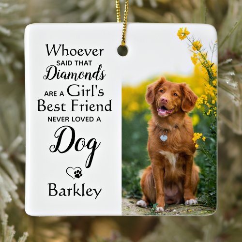  Girls Best Friend Dog Lover Custom 2 Pet Photo Ceramic Ornament