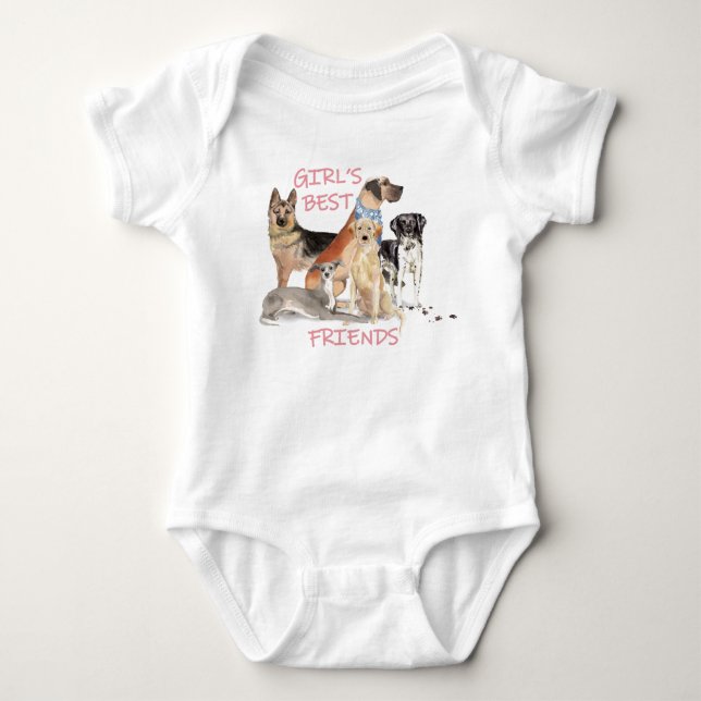 Girl's Best Friends Baby Bodysuit (Front)