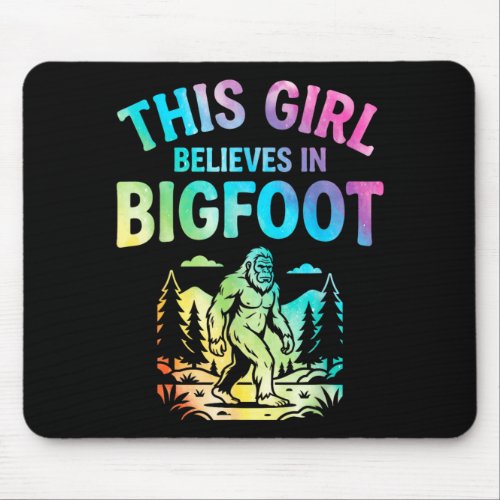 Girls bigfoot believer tie dye sasquatch cryptid mouse pad