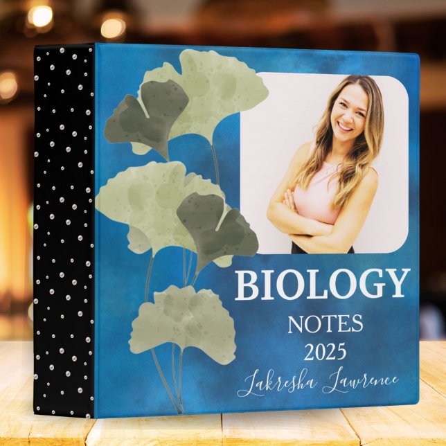Girls Biology Binder Photo Name Floral Navy Pearl (Creator Uploaded)