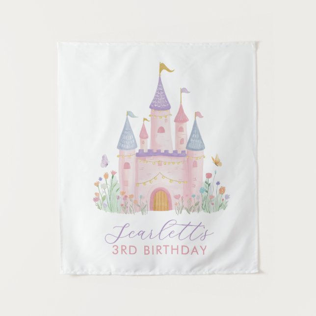 Girls Birthday Backdrop Princess Party Castle (Front)