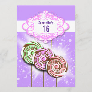 Girls birthday candy sweet 16 invitation