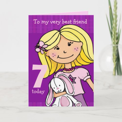 Girls birthday card Girlie cuddles purple