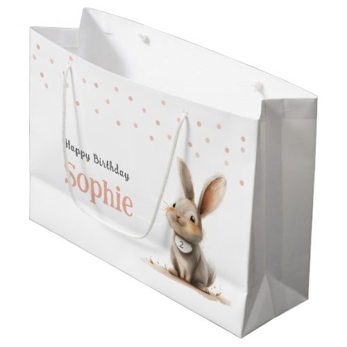 Girls Birthday Cute Bunny  Large Gift Bag