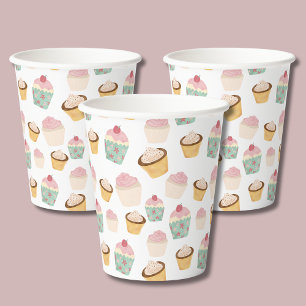 Girls birthday Cute cupcake pattern Paper Cups