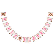 Girl's Birthday Donut Party - Party Flag Bunting