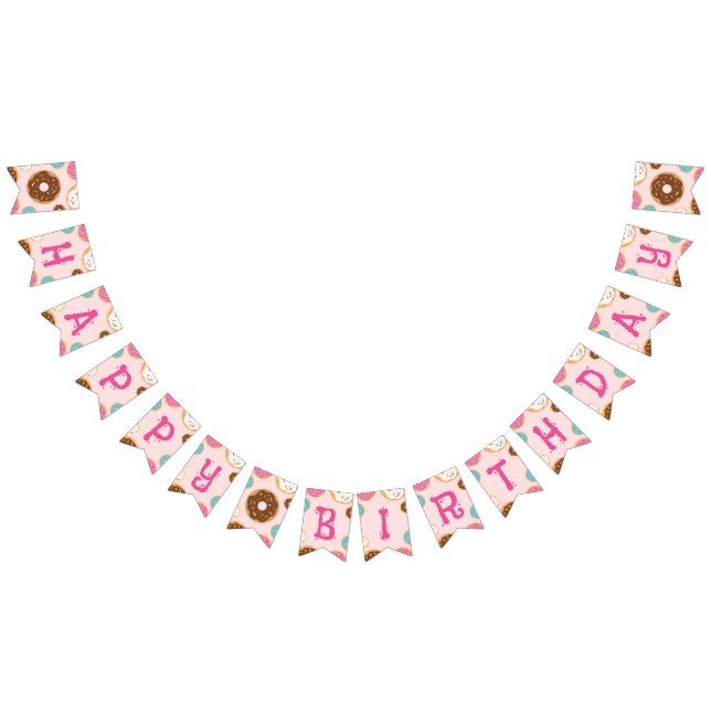 Girl's Birthday Donut Party - Party Flag Bunting (All)