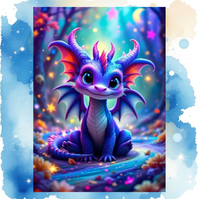 Girl's Birthday Dragon Add Name & Your Signature Card (Creator Uploaded)