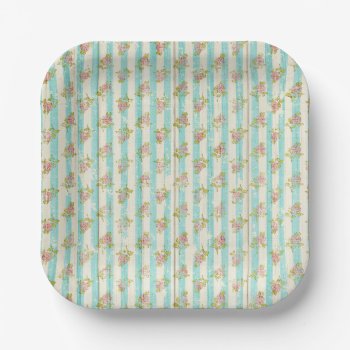 Girl's Birthday Floral Cottage Chic Tea Party Paper Plates by CyanSkyCelebrations at Zazzle