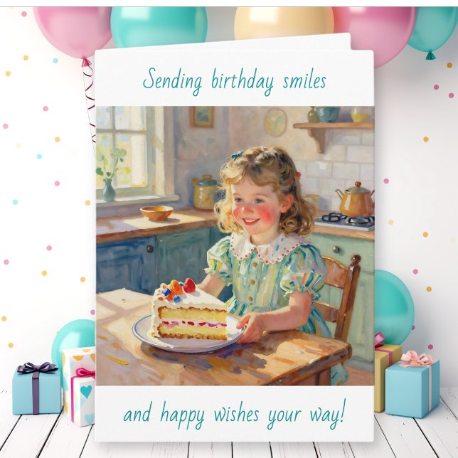 Girl's Birthday | Flowers and Cake Card (Creator Uploaded)