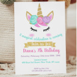 Girl's Birthday Invitation Unicorn Theme<br><div class="desc">Unicorn First Birthday Party Invitation. Cute design in faux glitter gold with floral accent. Purple, teal, pink gold and white. Perfect for a magical 1st bday celebration. Make it your own by adding your text. To access advanced editing tools, please go to "Personalize", scroll down and press the "click to...</div>