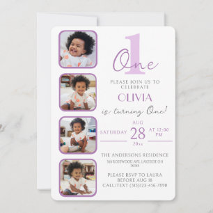 Girls Birthday Invitation With Photo Collage Image