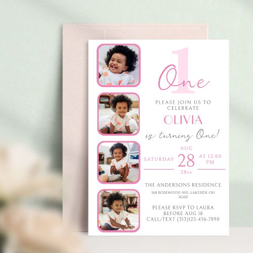 Girls Birthday Invitation With Photo Collage Image