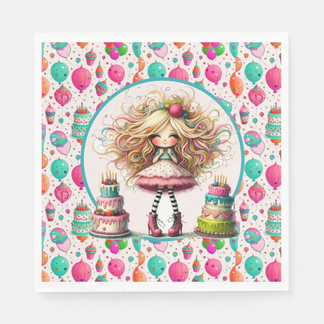 Girls Birthday  Napkins (Front)