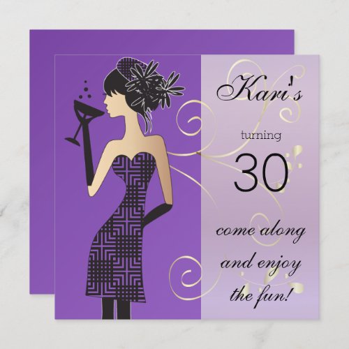 Girls Birthday or Bachelorette Bash in Purple Invitation