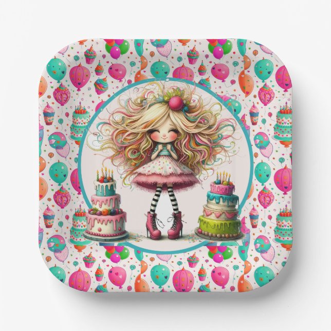 Girls Birthday  Paper Plates (Front)