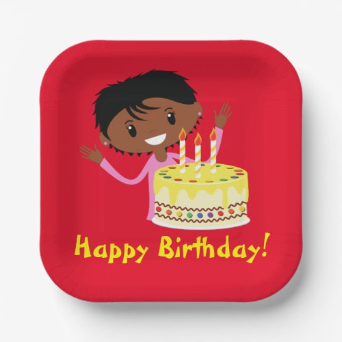 Girls Birthday Party African_American Paper Plates