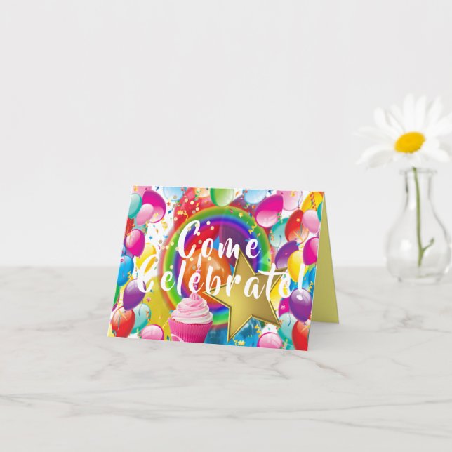 Girls Birthday Party Balloons Invitation (Small Plant)