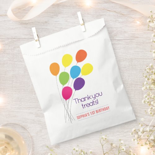 Girls Birthday Party Colorful Balloons Favor Bag