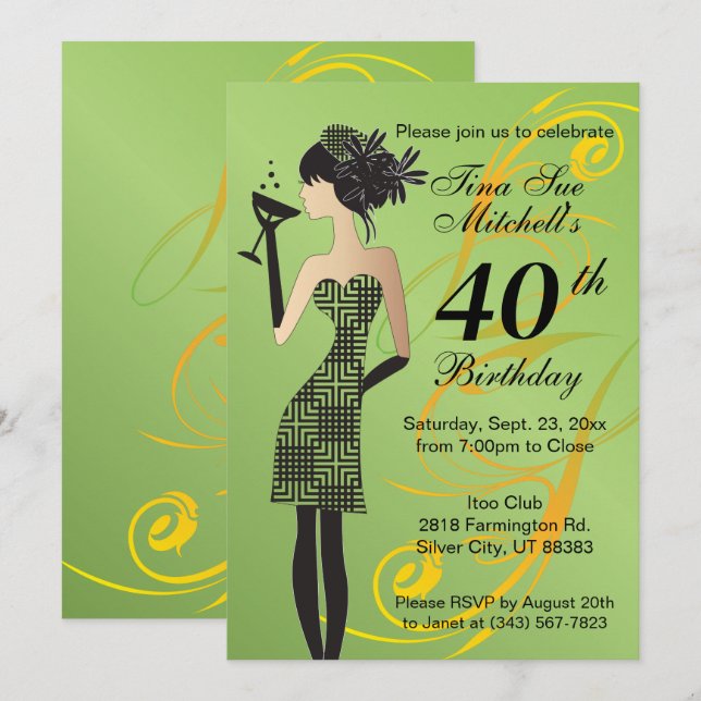 Girls Birthday Party | DIY Age Invitation (Front/Back)