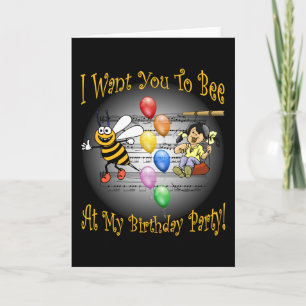 Girls Birthday Party Invitation ~ Bee ~ Balloons
