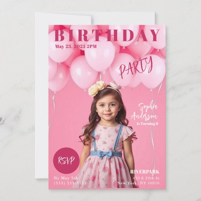 Girls Birthday Party Magazine Cover Invitation (Front)