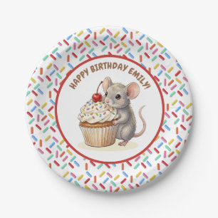 Girl's Birthday Party   Mouse & Cupcake   Paper Plates
