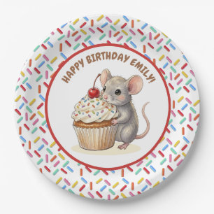 Girl's Birthday Party   Mouse & Cupcake   Paper Plates