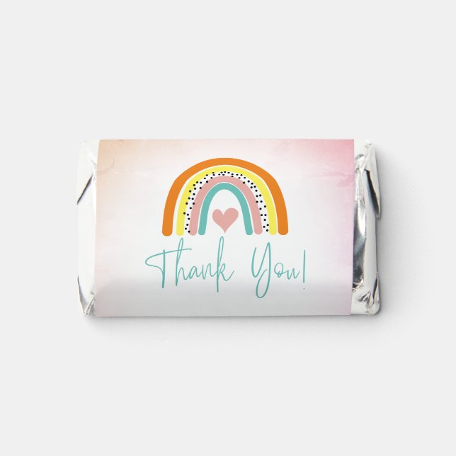 Girl's Birthday Party Rainbow Thank You Hershey's Miniatures (Front)