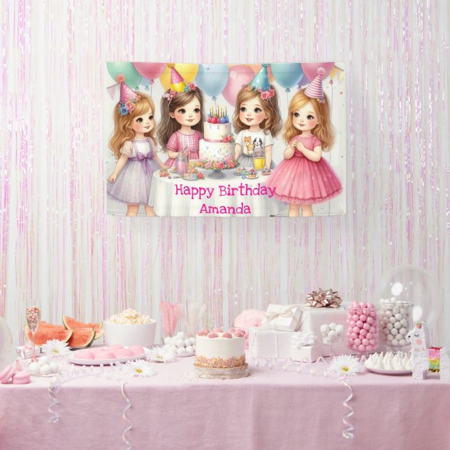 Girls Birthday Personalized Pink Banner (Party)