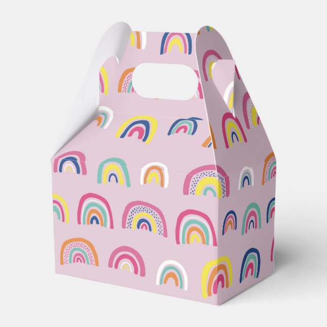 Girls Birthday Pink Rainbow Favor Boxes (Front Side)