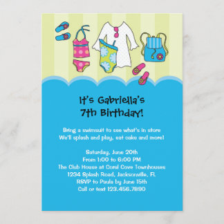 Girls Birthday Pool Party Invitation