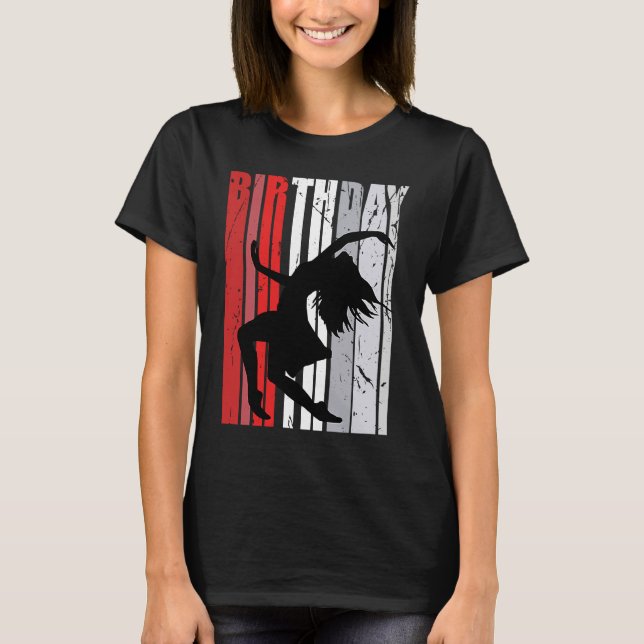 Girls Birthday Red Dance Dancer Expressive Music L T-Shirt (Front)