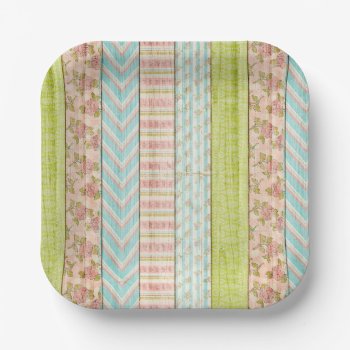 Girl's Birthday Shabby Rose Cottage Chic Tea Party Paper Plates by CyanSkyCelebrations at Zazzle