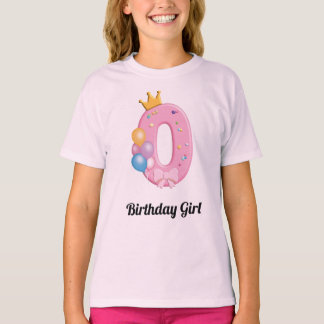 Girls Birthday Shirt Number 0 Pink Donut Theme