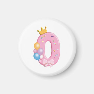 Girls Birthday Shirt Number 0 Pink Donut Theme Magnet
