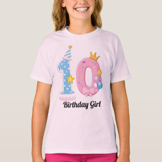 Girls Birthday Shirt Number 10 Pink Donut Theme