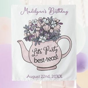 Girl's Birthday Tea Party Let's Party Tapestry