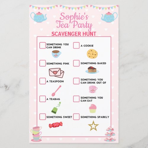 Girls Birthday Tea Party Scavenger Hunt