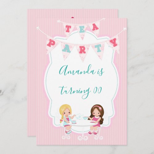 Girls Birthday Tea Party Shabby_Chic Personalized Invitation
