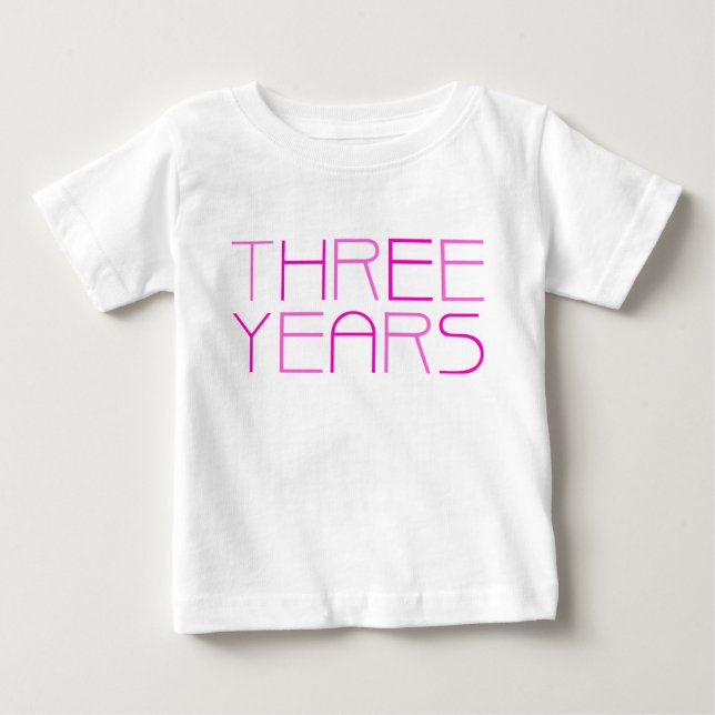 Girl's Birthday: Three Year Baby T-Shirt (Front)